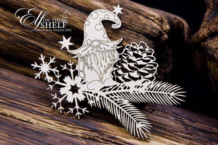 SnipArt Chipboard Elf on a Fir Tree #25021