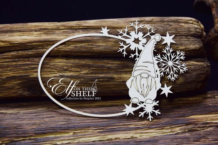 SnipArt Chipboard Elf on the Shelf Frame Oval #25025