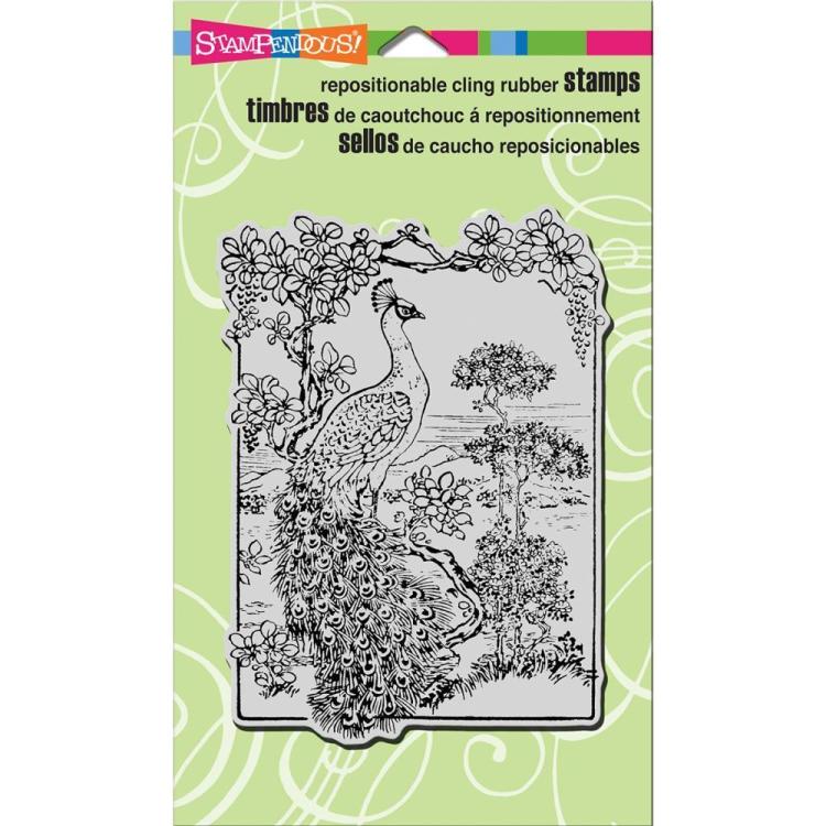 Stampendous Cling Stamp Vintage Peacock #CRR285