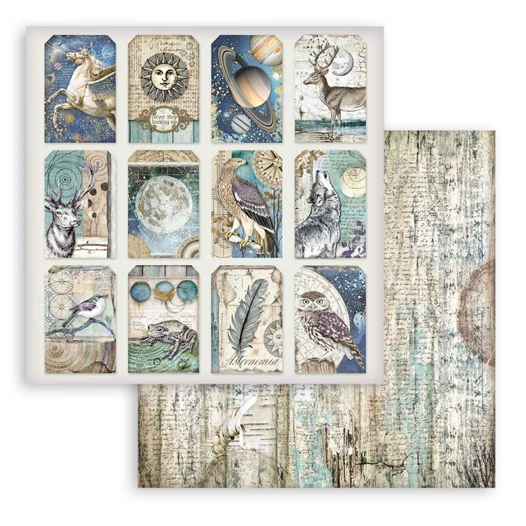 Stamperia 12x12 Paper Set Cosmos Infinity Tags #SBB893