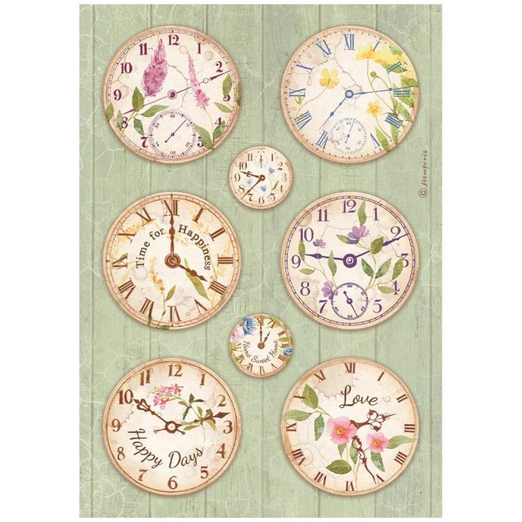 Stamperia A4 Rice Paper Clocks DFSA4743