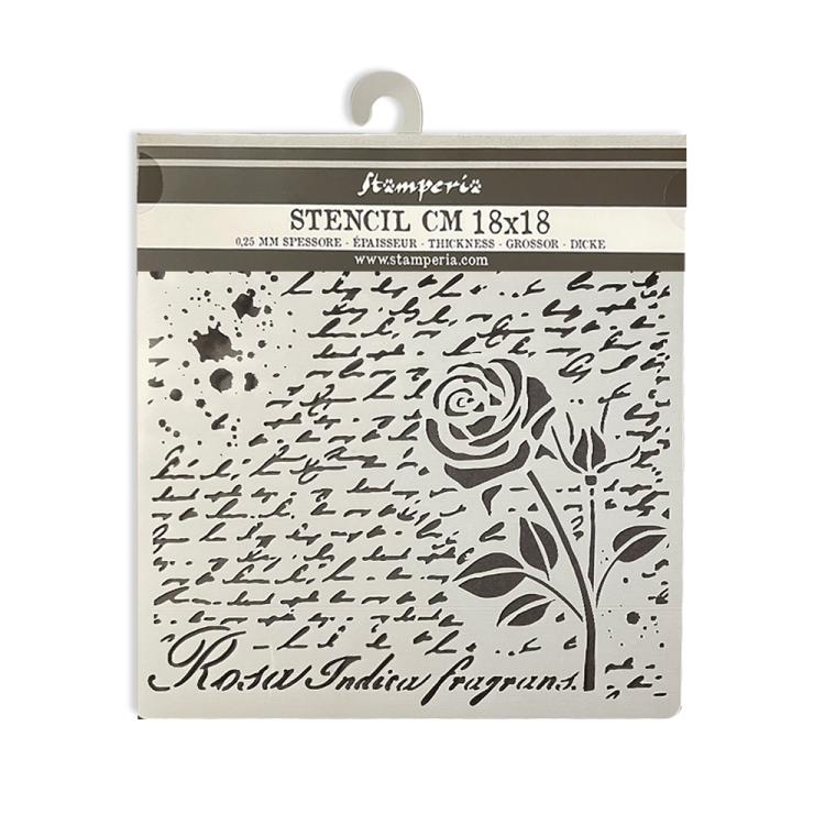 Stamperia Stencil Manuscript with Rose KSTDQ77