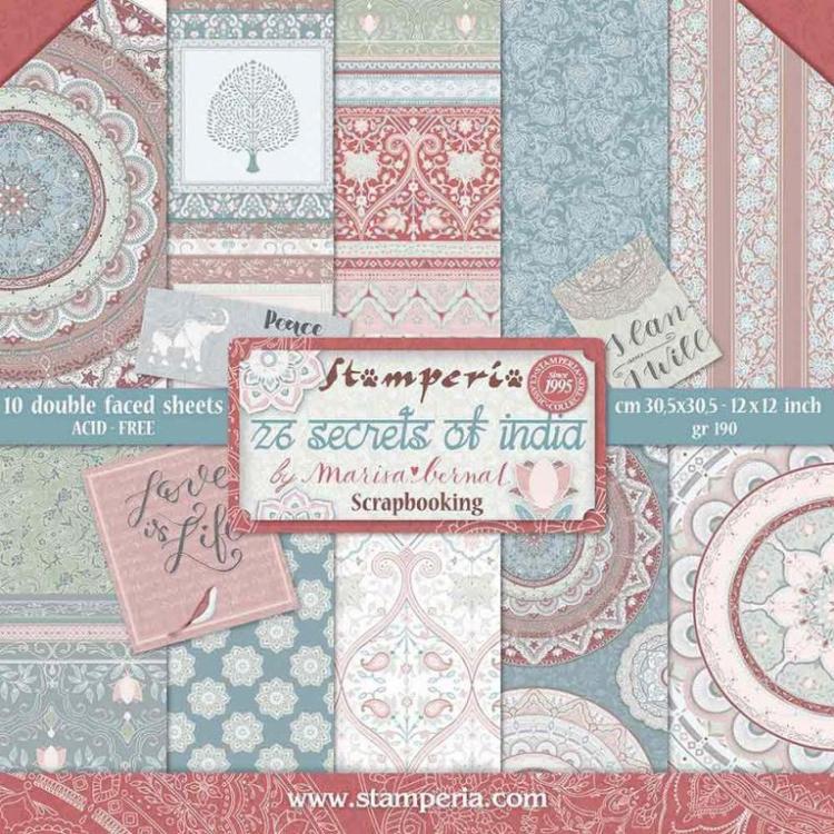 Stamperia 12x12 Paper Pad  26 Secrets of India #SBBL71