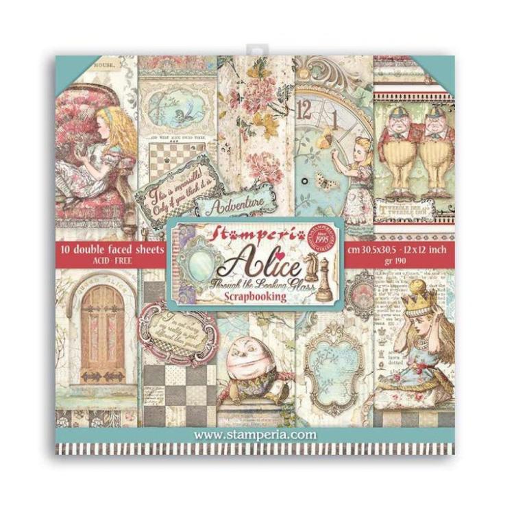 Stamperia 12x12 Paper Pad Alice Through the Looking Glass #SBBL93