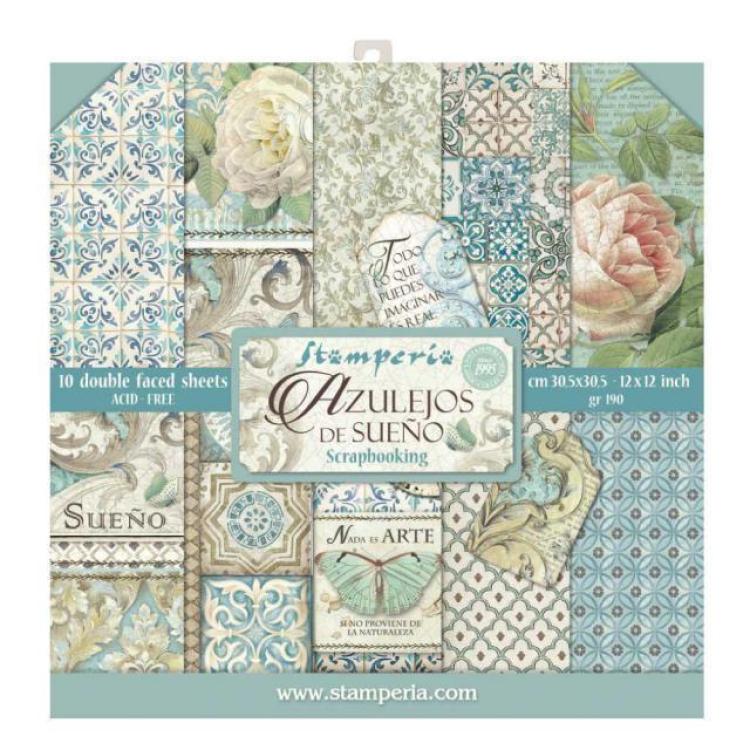 SBBL55 Stamperia 12x12 Paper Pad Azulejos de Sueno