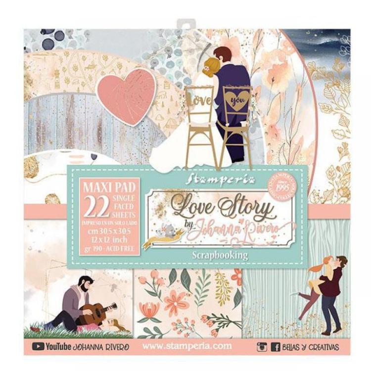 Stamperia 12x12 Paper Pad Love Story #SBBXLB07