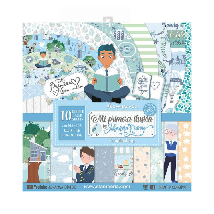 Stamperia 12x12 Paper Pad Mi Primera Ilusion Boy #SBBL70