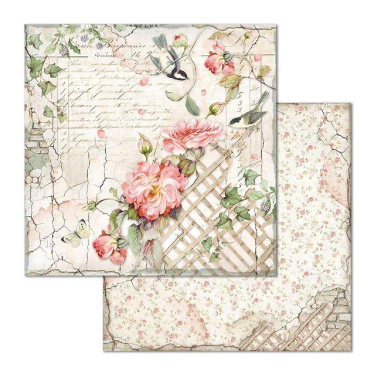 Stamperia 12x12 Paper Set Fence with Little Bird #SBB673