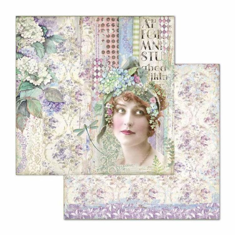 Stamperia 12x12 Paper Set Hortensia Lady #SBB698