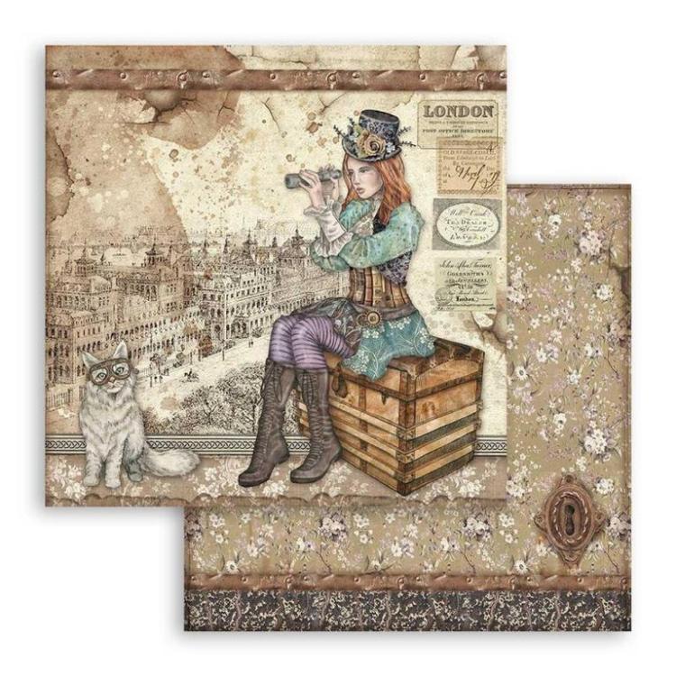 Stamperia 12x12 Paper Set Lady Vagabond and Cat #SBB760