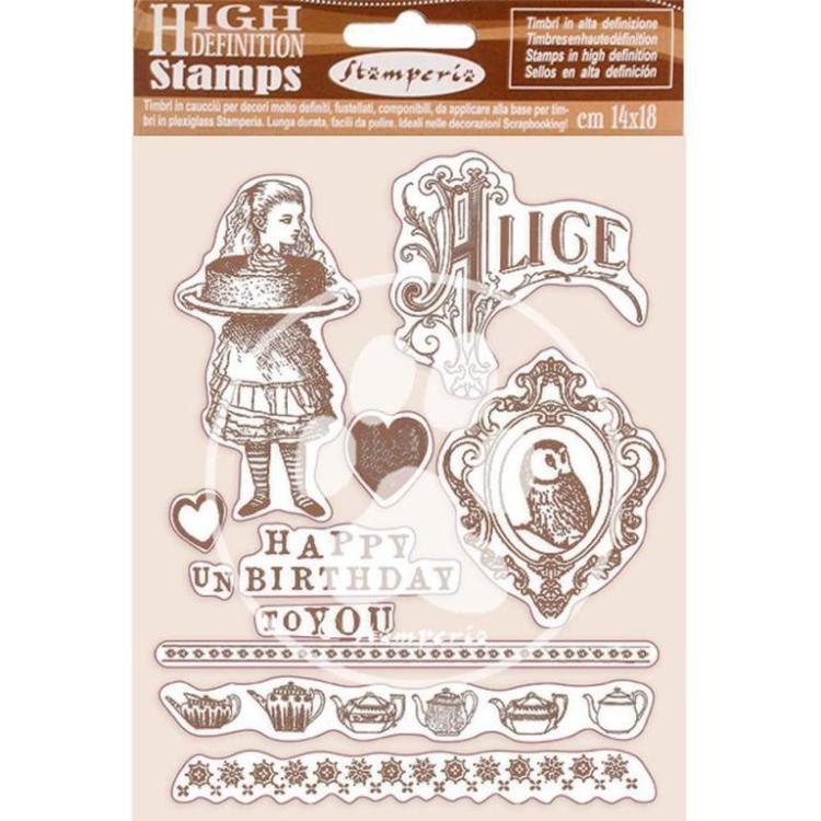 Stamperia Rubber Stamp Happy Birthday Alice #WTKCC203