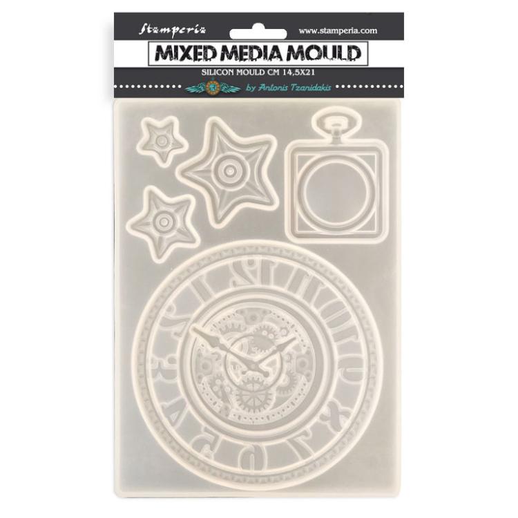 Stamperia Silicone Mould A5 Sir Vagabond Clocks and Stars #07