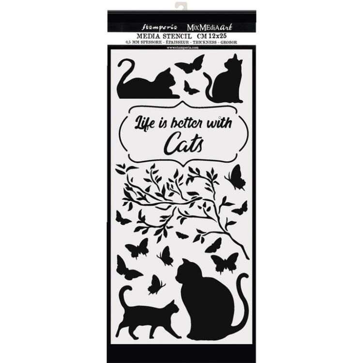 Stamperia Stencil Life is Better with Cats #44