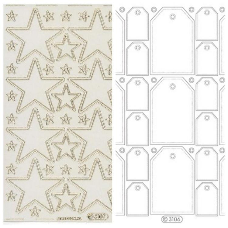 Starform Stikers Set  XL Transparent Stars/Tags Gold