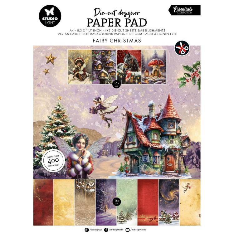Studio Light Fairy Christmas A4 Die-Cut Designer Paper Pad #344