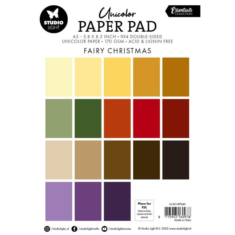 Studio Light Fairy Christmas A5 Essentials Unicolor Paper Pad #340