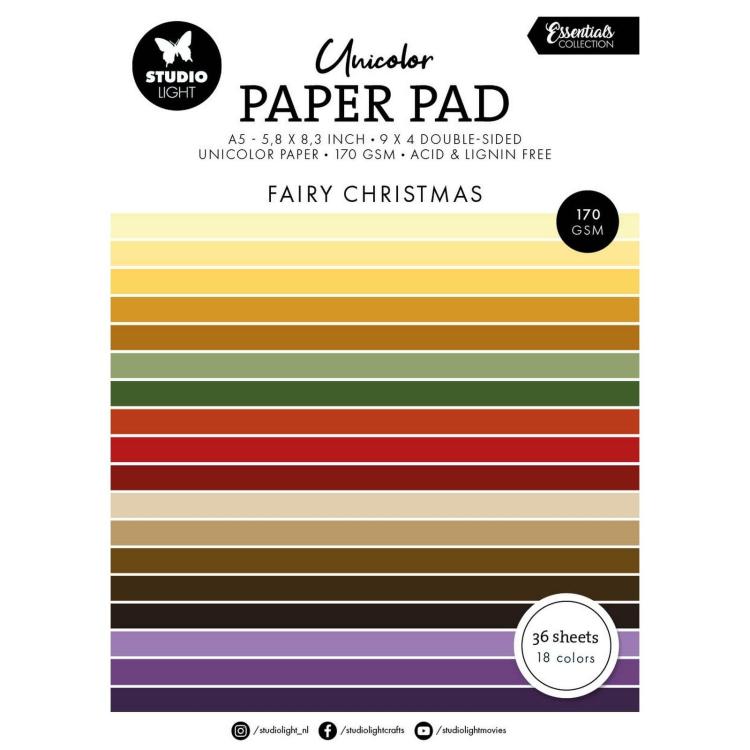 Studio Light Fairy Christmas A5 Essentials Unicolor Paper Pad #340
