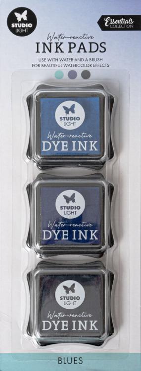 Studio Light Ink Pads Water-Reactive Blues 3 pcs