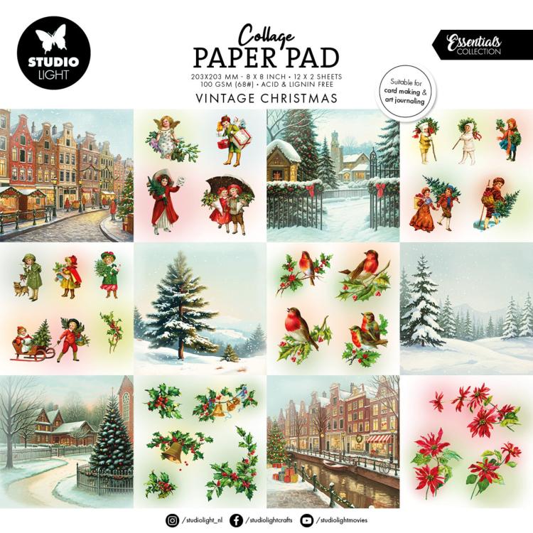 Studio Light Vintage Christmas 8x8 Collage Paper Pad