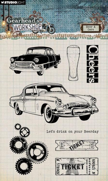 StudioLight Gearhead's Workshop Clear Stamp Beer & Cars #674