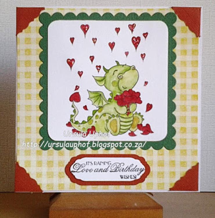 Sweet Pea Stamps Tori the Dragon Raining Hearts