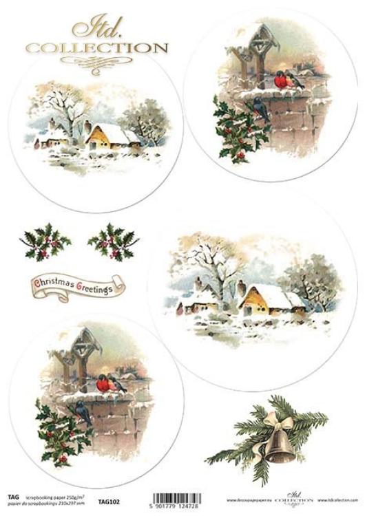 TAG0102 ITD Collection Christmas Balls A4 Scrapbooking Paper