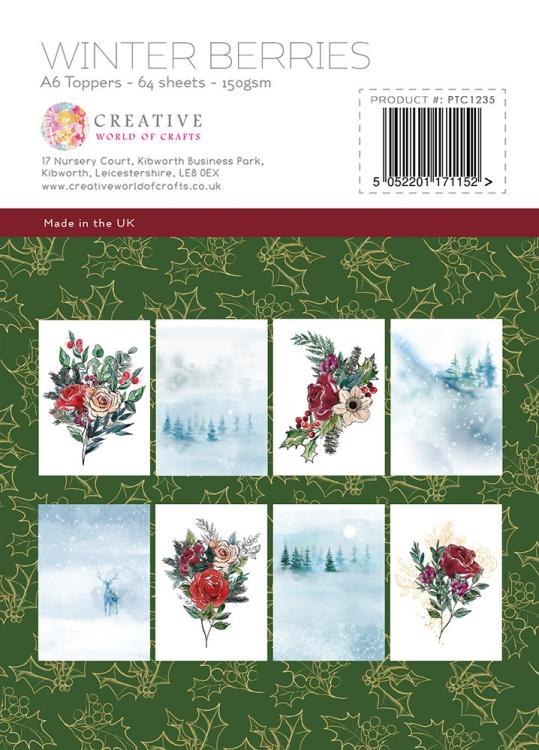 The Paper Tree Winter Berries A6 Toppers #1235