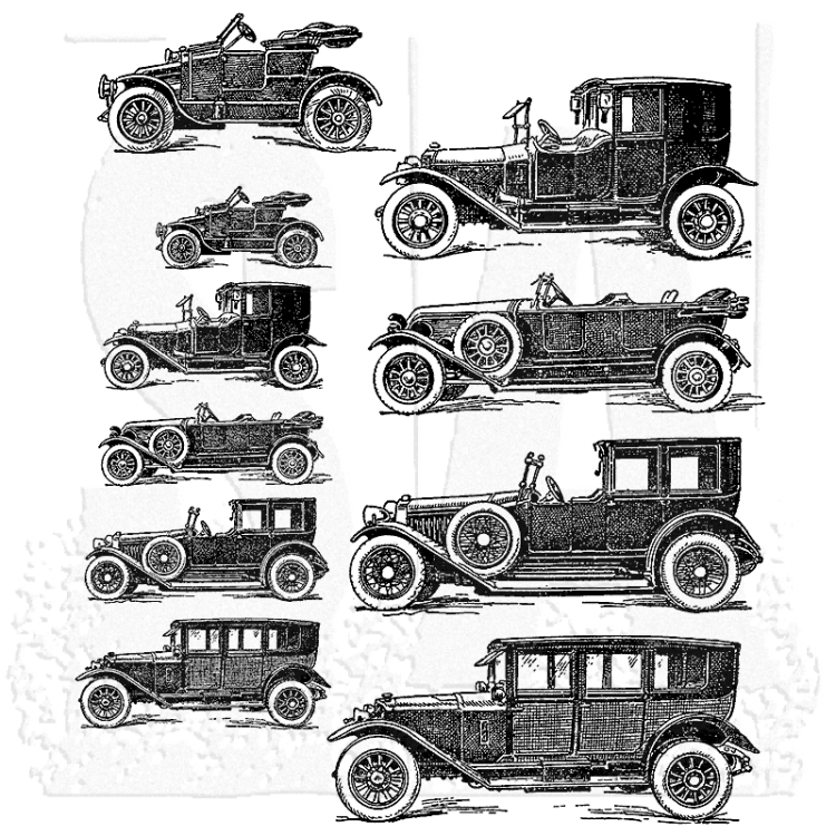 Tim Holtz Cling Rubber Stamp Set Vintage Auto