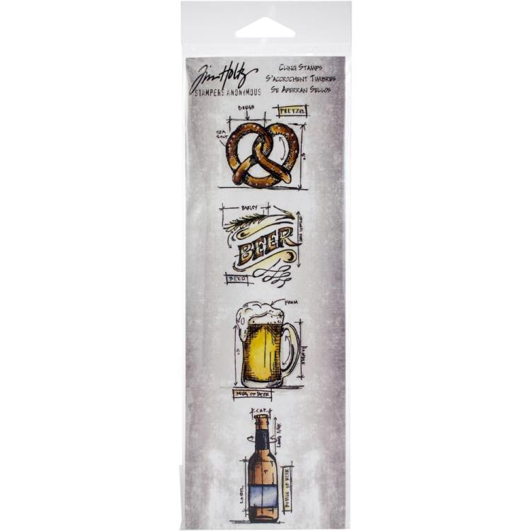 Tim Holtz Mini Blueprints Strip Cling Stamps Beer