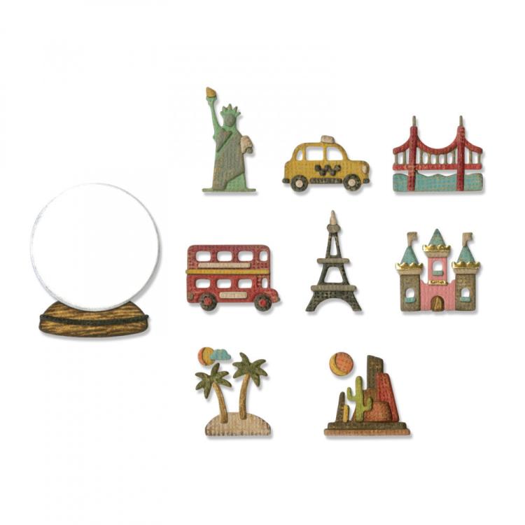 Tim Holtz Thinlits 10PK Dies Tiny Travel Globe #664182