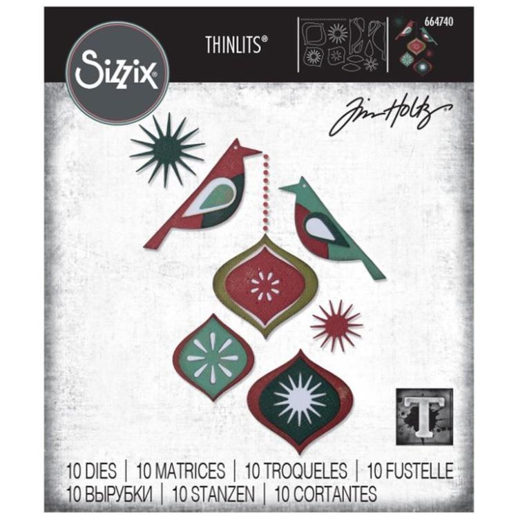 Tim Holtz Thinlits Dies 10Pk Ornamental Birds #664740