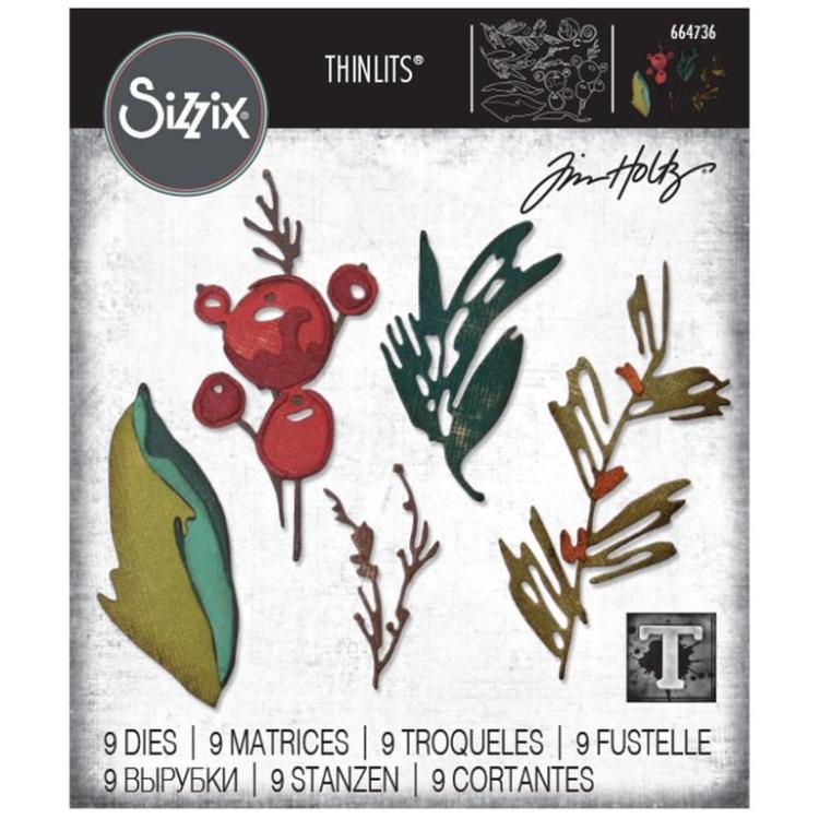 Tim Holtz Thinlits Dies 9Pk Holiday Brushstroke #664736