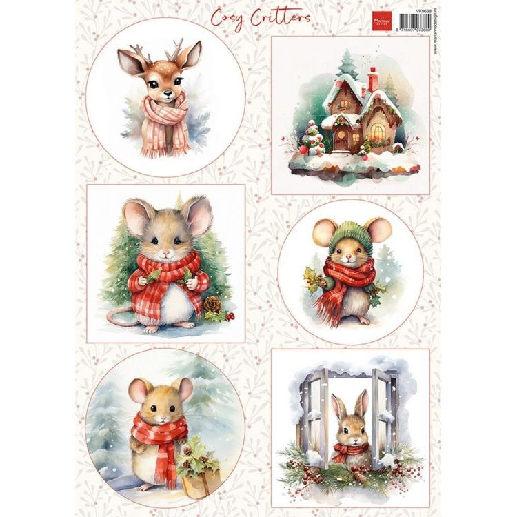 VK9638 Marianne Design Cosy Critters A4 Decoupage Sheet