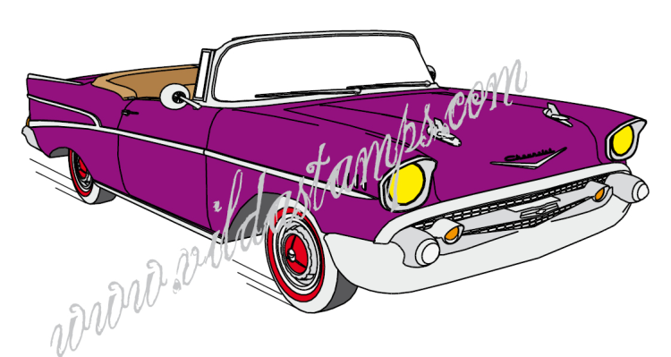 Vilda Stamp American Chevrolet Bel Air Convertible