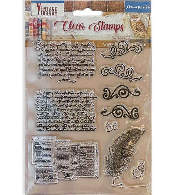 WTK172 Stamperia Clear Stamp Vintage Library Calligraphy