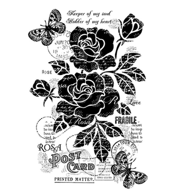 Woodware Clear Stamp Vintage Rose FRS778