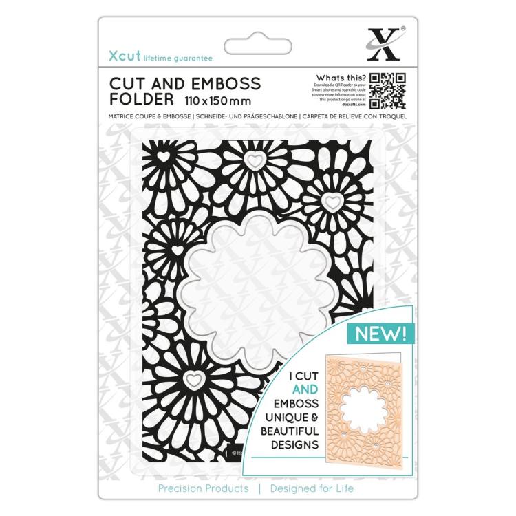 XCut Cut & Emboss Folder Hearts & Flowers #503820