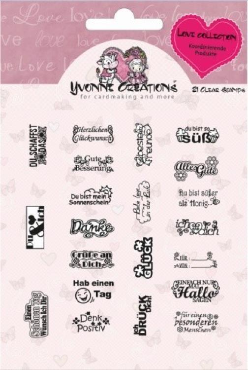 Yvonne Creations Clear Stamp Love Collection Deutsche Texte
