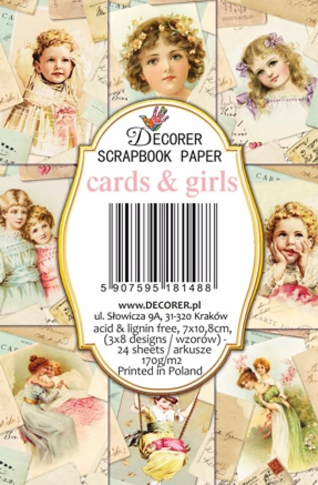 #148 Decorer Mini Scrapbook Paper Set Cards & Girls