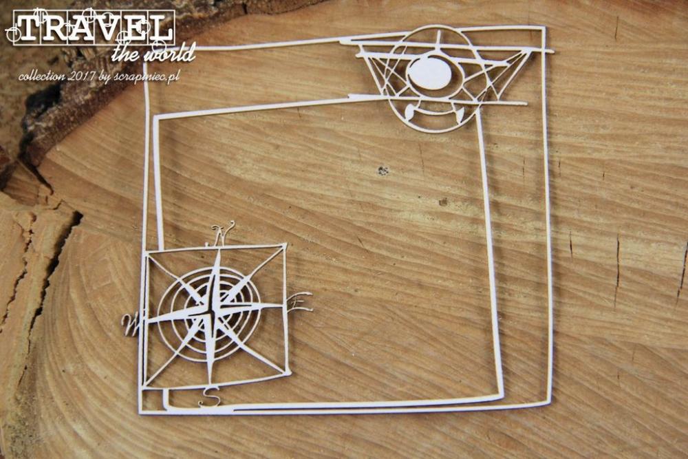 Scrapiniec Chipboard Travel the World Frame