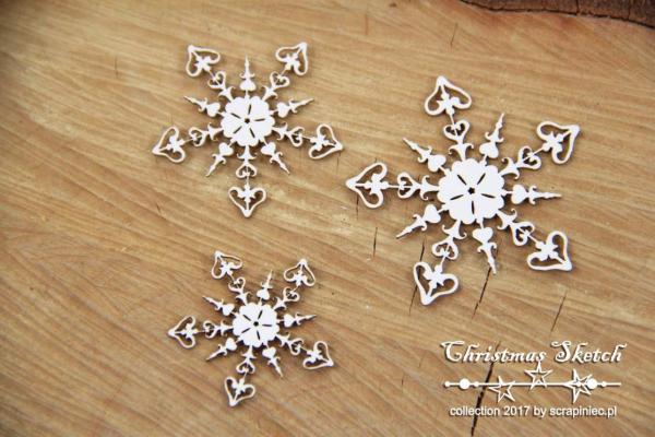 Scrapiniec Chipboard Christmas Sketch 3 Snowflakes