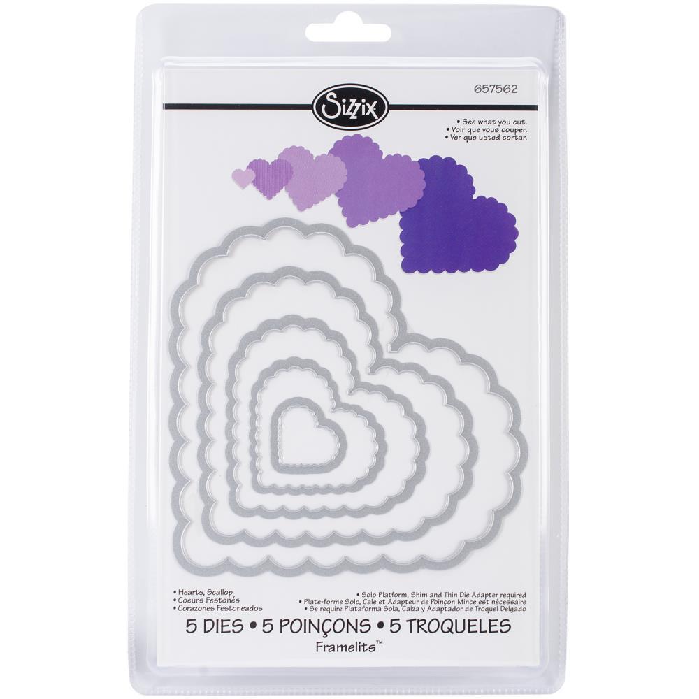 Sizzix Framelits Die Set 5PK Scallop Hearts
