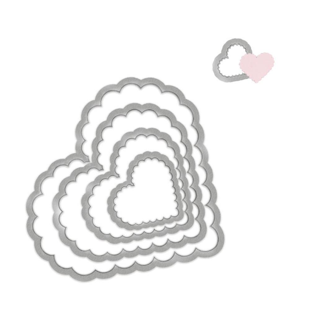 Sizzix Framelits Die Set 5PK Scallop Hearts