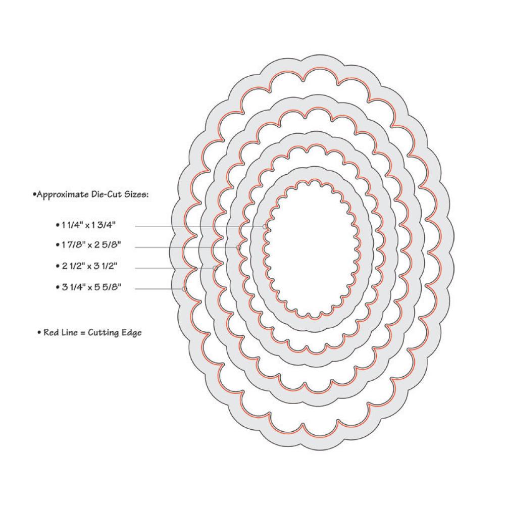 Sizzix - Framelits Die Set 4PK Ovals Scallop