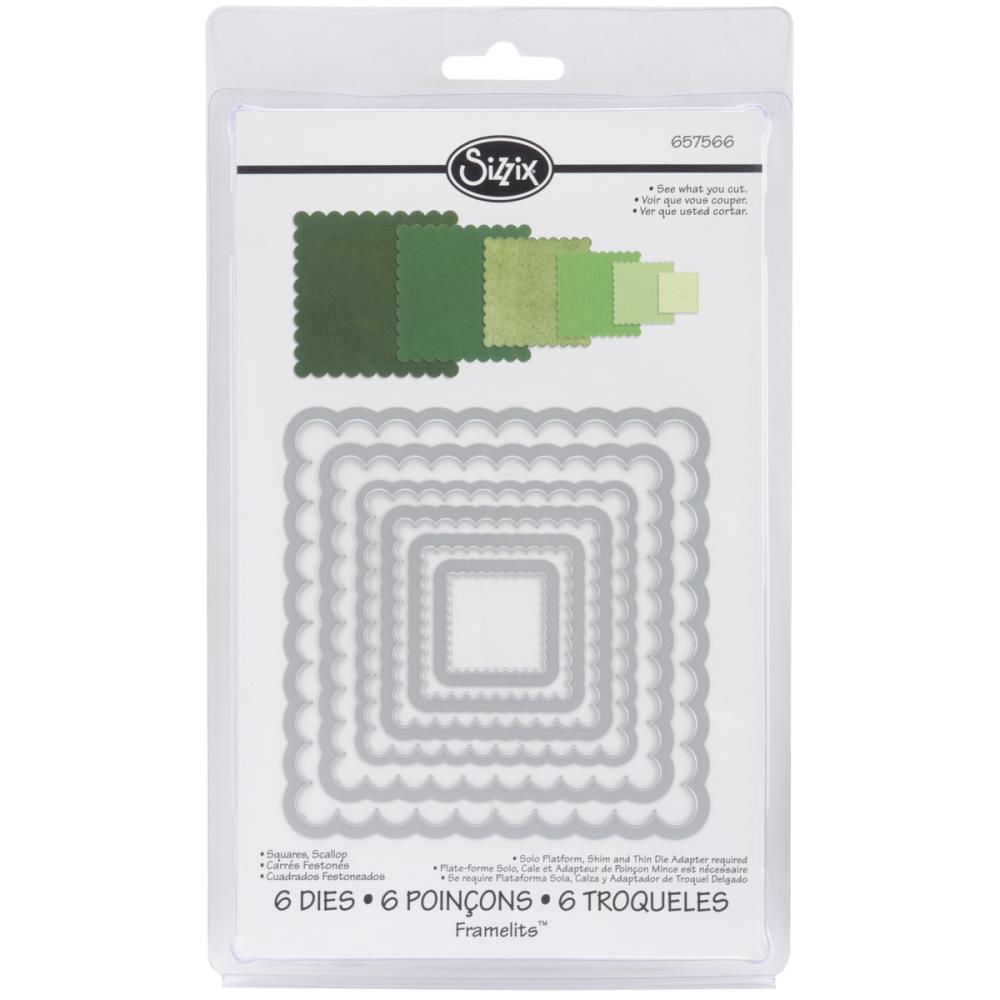 Sizzix Framelits Die Set 6PK Squares Scallop