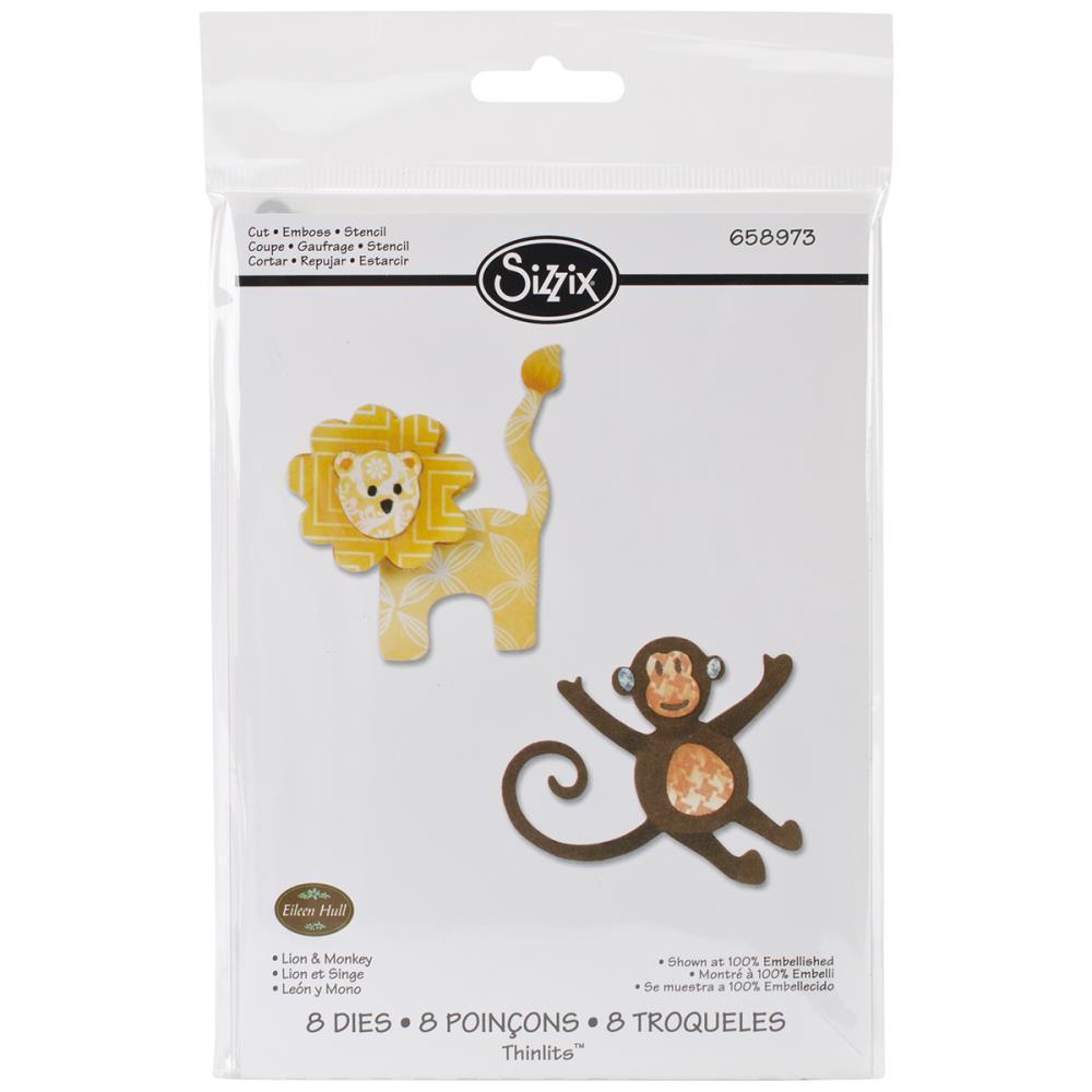 SALE Sizzix Thinlits Die Set 8PK Lion & Monkey #658973