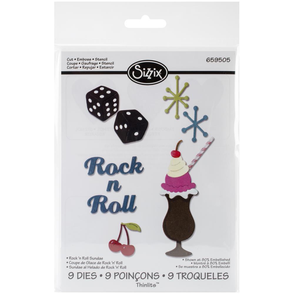 SALE Sizzix Thinlits Die Set 9PK Rock 'n Roll Sundae #659505