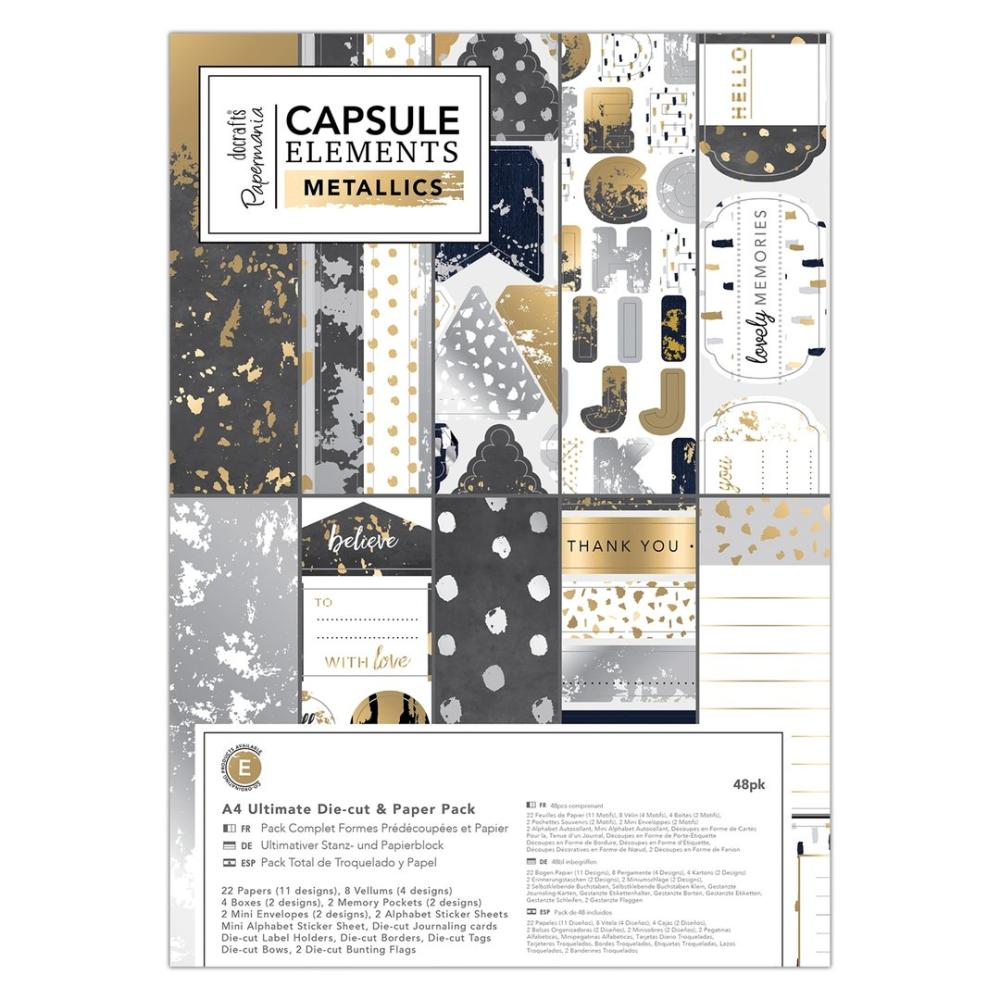 A4 Ultimate Die-cut & Paper Pack 48stk Elements Metallics #PMA160257