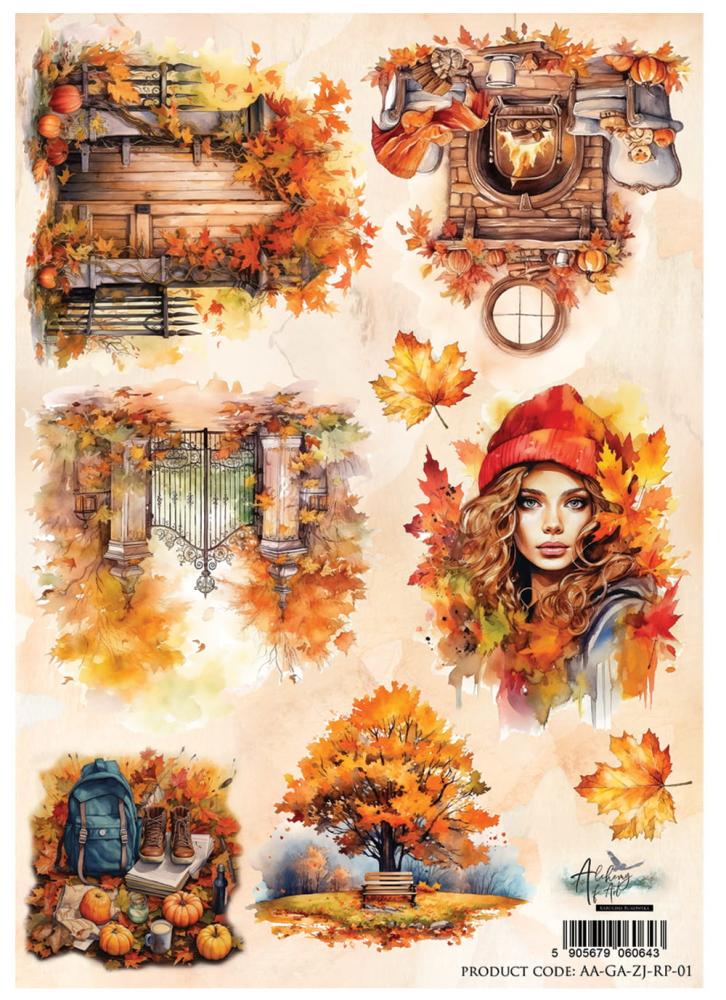 Alchemy of Art A4 Reispapier Gold Autumn 01