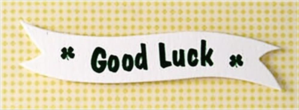 Banner White "Good Luck" Green